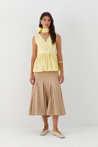 MARKALİSTE Μπλούζα χωρίς μανίκια με κορδόνι στη μέση, κίτρινο