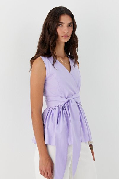 MARKALİSTE Μπλούζα χωρίς μανίκια με κορδόνι στη μέση, λιλά