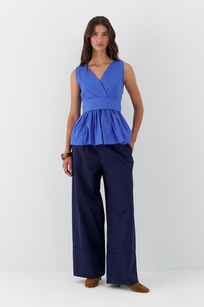 MARKALİSTE Μπλούζα με κορδόνια στη μέση Indigo