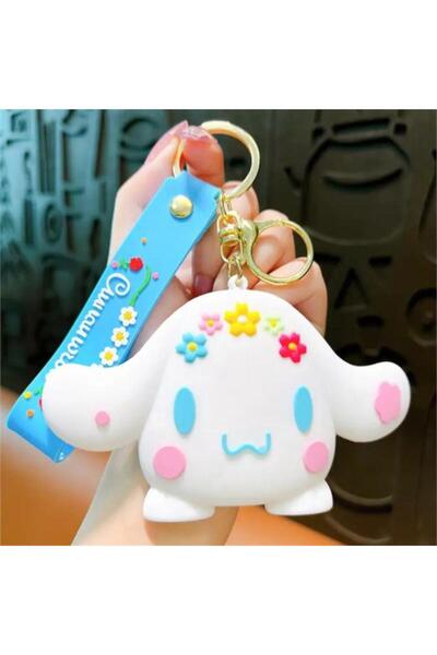 Köstebek سلسلة مفاتيح مرآة من My Melody Cinnamoroll Flowers باللون الأبيض