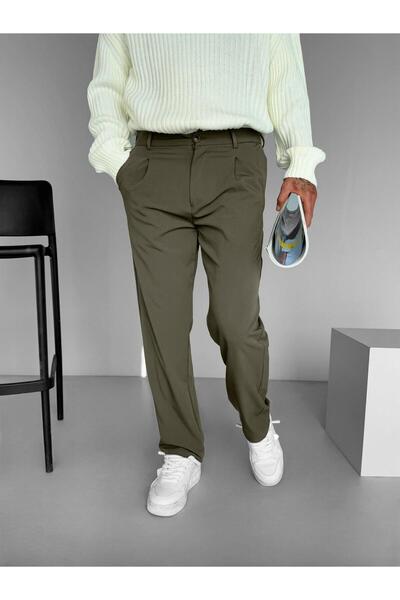 ablukaonline Khaki Men's Baggy Fit Casual Pants - Elastic Waist