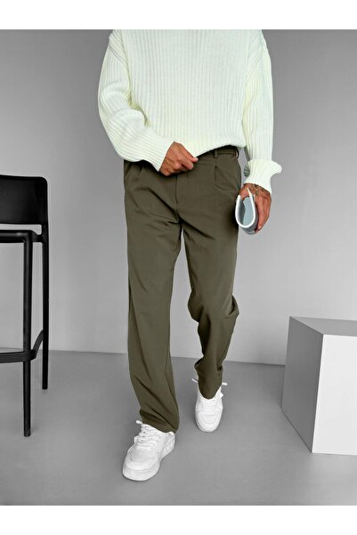 ablukaonline Khaki Men's Baggy Fit Casual Pants - Elastic Waist