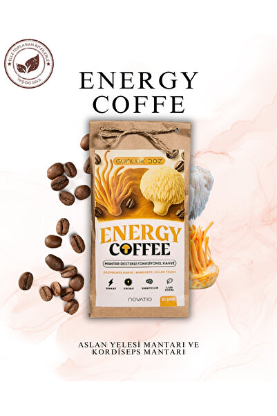 Novatio Günlük Doz Energy Coffee - Kordiseps & Aslan Yelesi Mantarlı Fonksiyonel Kahve | Zihin & Enerji