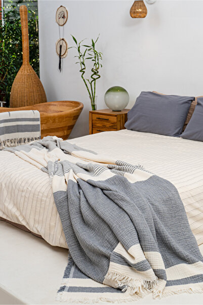 Rikka Home 100% Cotton Double Muslin Blanket/Bedspread 210X225, Lightweight, Breathable, Double-Sided