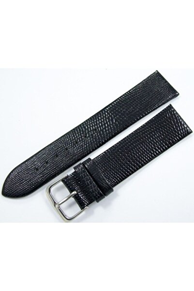 bizon Deri Saat Kayışı 22mm Uyumlu Siyah Yılan Desenli Saat Kordonu İnce