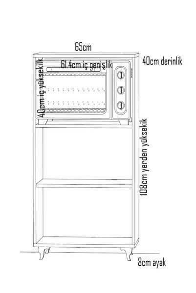 yamandekorasyon 2 Kapaklı Braga Mini Fırın Ve Mikrodalga Dolabı