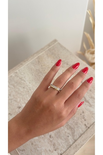 mysteriajewelry Özel Tasarım 2 Sıralı Ayarlanabilir Çelik Yüzük