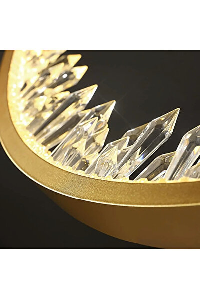 ALC-Shop Κρεμαστός πολυέλαιος LED με τηλεχειριστήριο, 44W, 1 κύκλος, 40cm, Ψυχρό/Ζεστό/Ουδέτερο φως, Ρυθμιζόμενη ένταση, Χρυσό