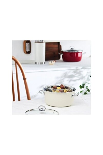 AROW 22 cm Frying Pan Thor Enamel Cream Tr-6486