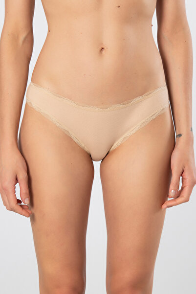 TÜREN 928 Women's Lycra Ribbed Lace Bikini Panties 2-Pack