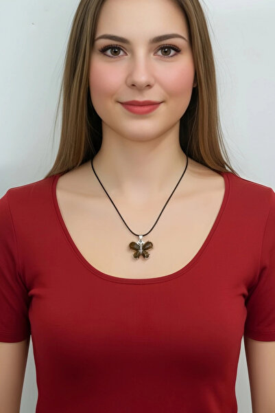 Pozitif Doğal Taş قلادة كابلانجو بتصميم الفراشة 470-4