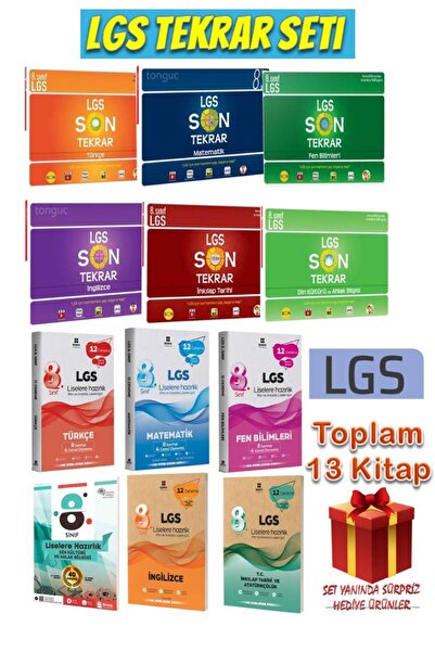 Tonguç Yayınları Tonguç Akademi LGS Tüm Dersler Son Tekrar Seti+LGS Deneme Se...