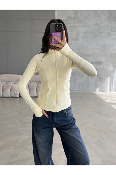 Butikshopik Butik Shopik Kadın Parmak Geçirmeli Fermuarlı Spor Ceket