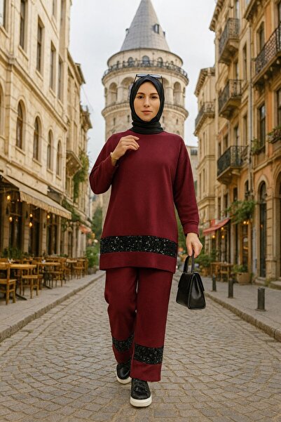 Mercan MODAMARKAM TAŞ DETAYLI İKİLİ TAKIM