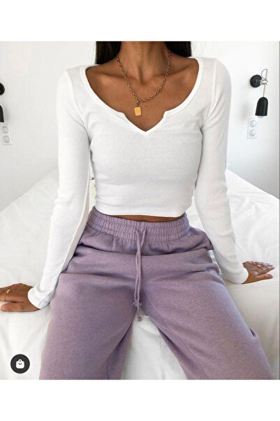 ÖZ PAMUK Γυναικεία μακρυμάνικη μπλούζα με ριμπ καμιζόλα με τετράγωνο λαιμό