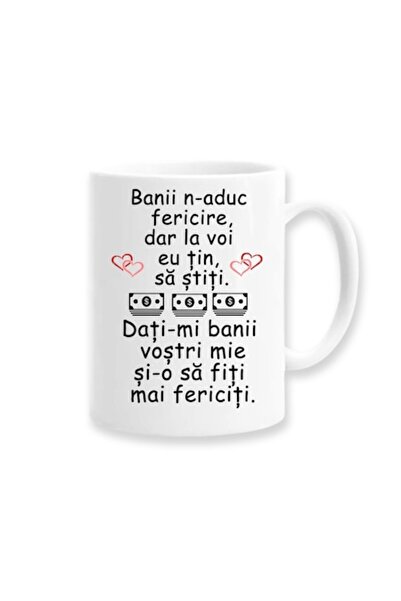 OEM Cană personalizată cu mesaj amuzant: „Banii nu aduc fericirea, dar îmi pa...