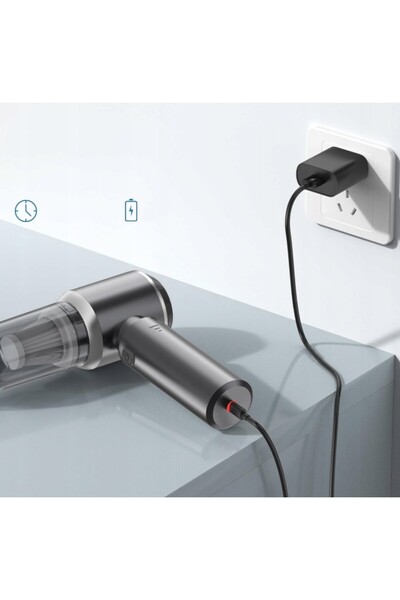 Flippy Portable Vacuum Cleaner for Car & Home, 3 Speeds, USB-C Fast Charge, 2000mAh, 7 Nozzles, Blac