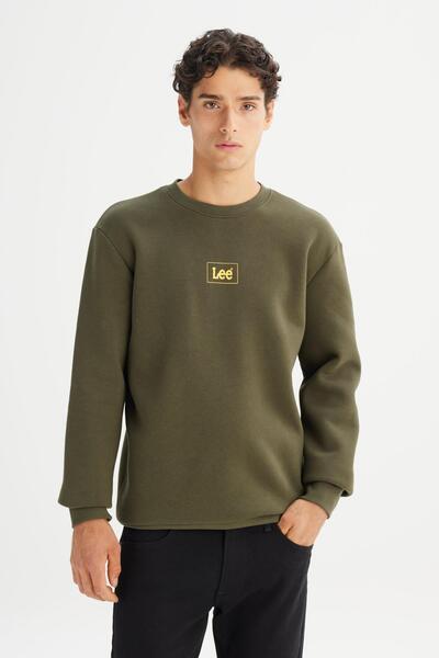 Lee Bisiklet Yaka Sweatshirt Khaki