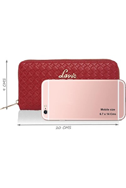 Lavie Women's Zip Around 2 Fold Wallet Purse (Large, Red)