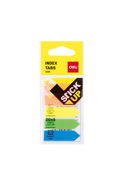 Deli Plastic adhesive index arrow 5 pack 20 sheets