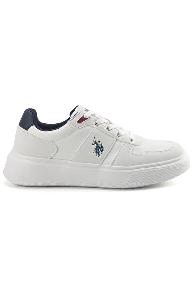 U.S. Polo Assn. حذاء رياضي رجالي أبيض منخفض الرقبة - خفيف الوزن، تصميم بسيط و...