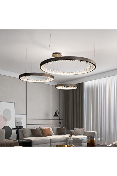 Alessandro DESIGN Lustra LED suspendata cu telecomanda, Cristale K9, 80W, 3 C...