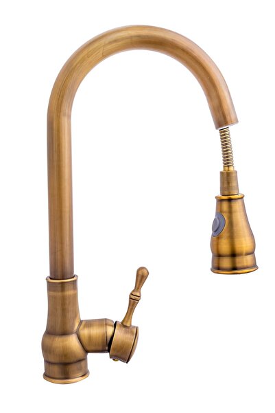 Trendy's Baterie bucatarie, para dus extractabila, perlator doua functii, bronz antichizat