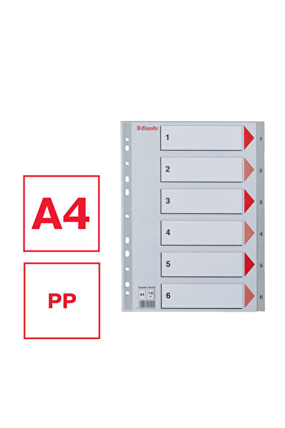 Esselte index, plastic, , A4, 1-6, grey