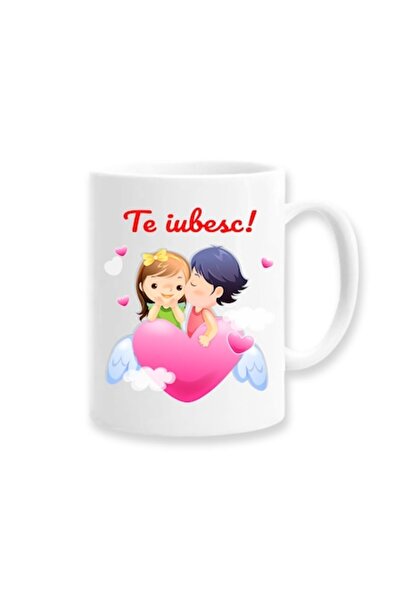 OEM Cana personalizata pentru indragostiti cu mesaj: Te iubesc, model heart w...
