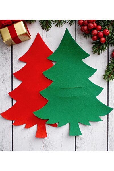 Armada طقم من قطعتين من مفارش المائدة على شكل شجرة الصنوبر المصنوعة من اللباد - زينة مزخرفة للطاولة (20×25 سم)