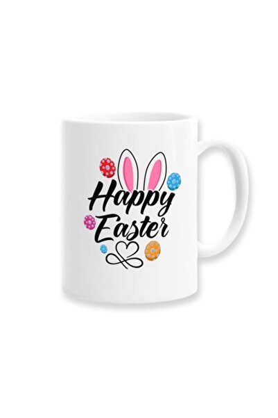 OEM Personalized Mug with Message: 'Happy Easter', Easter Egg Model, Betaprint, 330ml, White, Ceramic