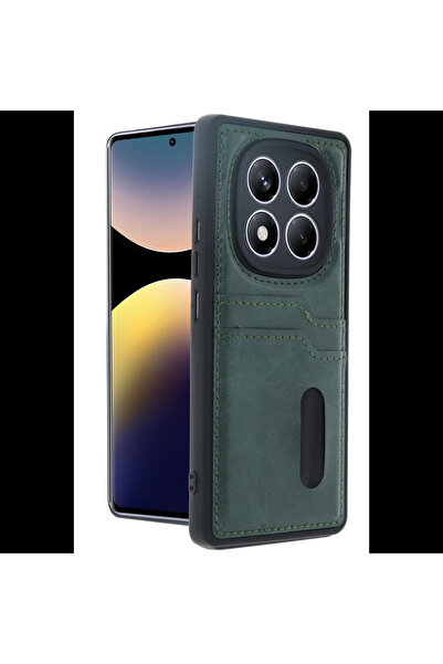 Joy Tekno Xiaomi Redmi Note 14 Pro 4G Kılıf Sara Kartvizitli Deri Kılıf