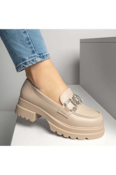 BMoD Pantofi casual bej pentru femei cu accesoriu metalic MOD13249