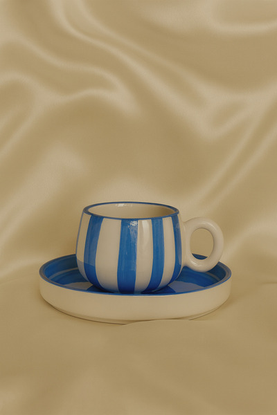 Hausette Single Thick Line Detailed Ceramic Turkish Coffee, Mug, Turkish Coffee Cup, Cup, Mug