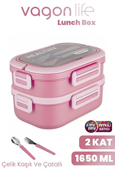 Vagonlife 1650 ML İki Kat Üç Bölme Paslanmaz Çelik Lunch Box Yeni Nesil Sefer...