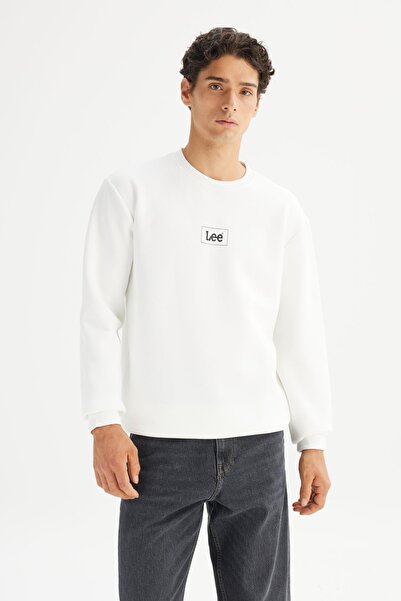 Lee Bisiklet Yaka Sweatshirt Off White