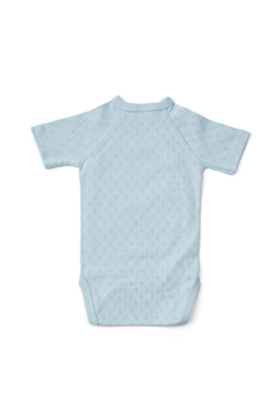 OEM Body cu maneca scurta nou-nascut, din bumbac cu model pointelle, inchidere in 7 capse