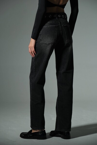 Maule Γυναικείο παντελόνι @Sanremo με ψηλή μέση, 100% βαμβακερό, φαρδύ πόδι, τζιν παντελόνι