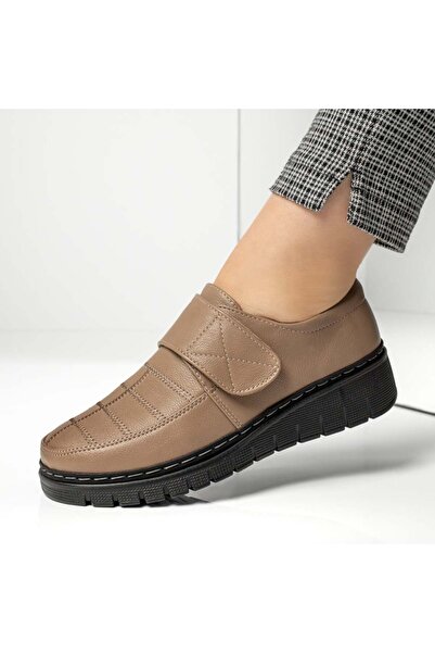 Modlet.ro Women's beige platform casual shoes with hook-and-loop closure MOD1...