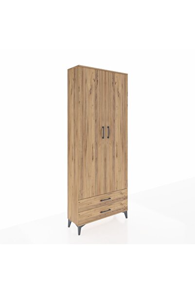 Dienni Arges Dolap 5 Raflı 2 Çekmeceli 2 Kapaklı 88x30x221 Çam-Çam