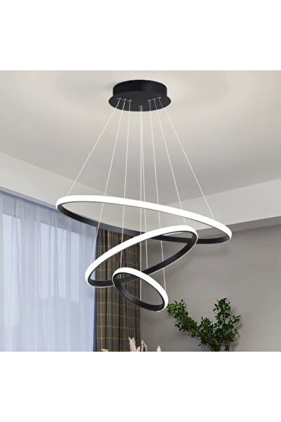 ALC-Shop RICCI 45W LED pendant chandelier, 3 Circles, Cold/Warm/Neutral light, Black, Adjustable height