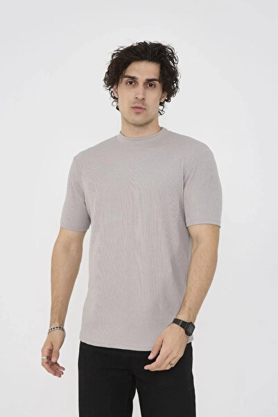 GökTR Unisex Crew Neck Slim Fit T-Shirt- Stone