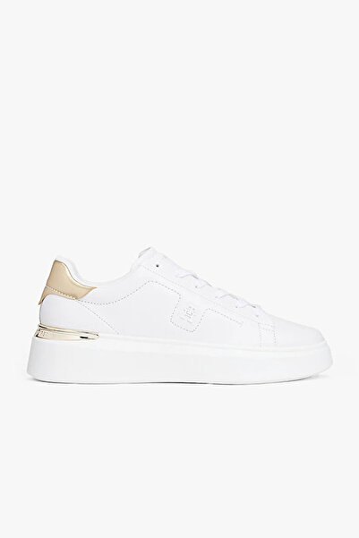 Tommy Hilfiger Women's Metallic Detailed Platform Sole Sneaker - White/Gold