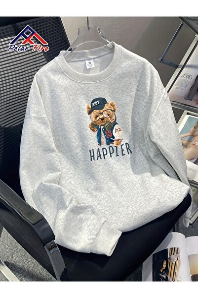 Lider Leather Суитшърт с принт и обло деколте – унисекс – 2-слоен полиестер с...