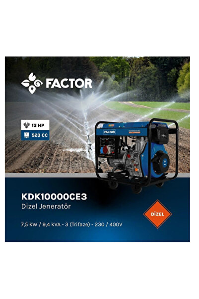 Factor KDK10000CE3 9.4 Kva Ipli Marşlı Dizel Jeneratör 380V