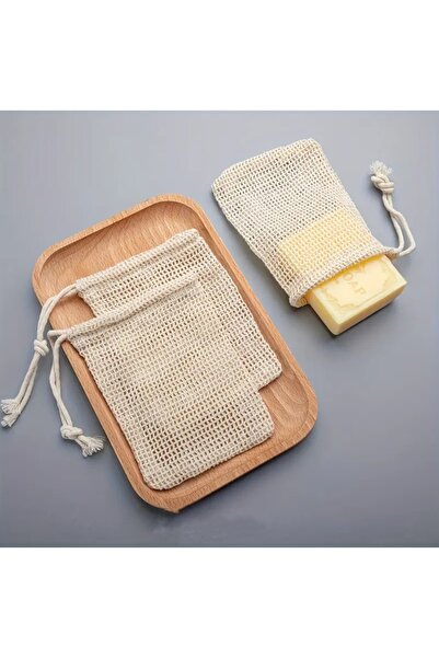 MiniStand مجموعة من 3 أكياس صابون من القطن الطبيعي مقاس 9×15 سم، حامل صابون، ليفة استحمام، إكسسوار حمام