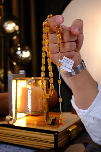 dergah tesbih Master Mehmet Aydın Üst Düzey Koleksiyonluk Eski Osmanlı Sıkma Kehribar Tesbih (Antique Faturan Ambe