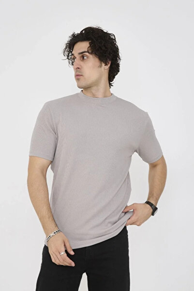GökTR Unisex Crew Neck Slim Fit T-Shirt- Stone