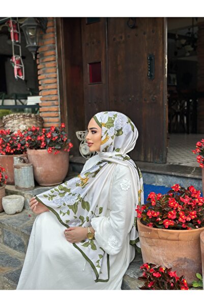 sem oyuncak Vual Silk Shawl Luxury Floral Patterned 90X180