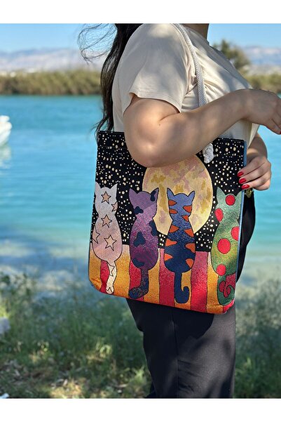 KEDİ SANATI LAPTOP-KİTAP ÇANTASI
